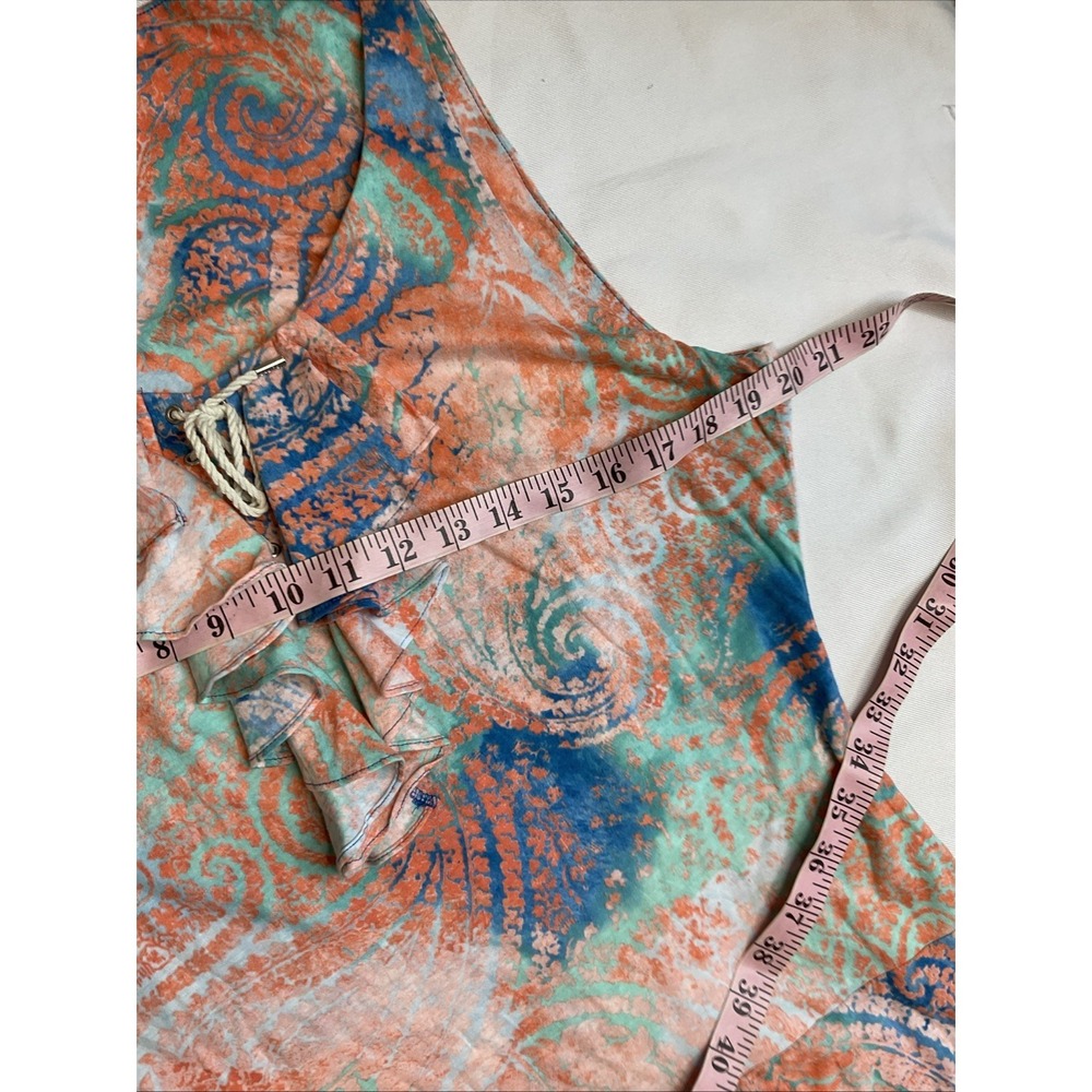 Ralph Lauren Jeans Cotton Dress XL Ruffle Drop Waist Boho Beachy Abstract pastel - Picture 3 of 8